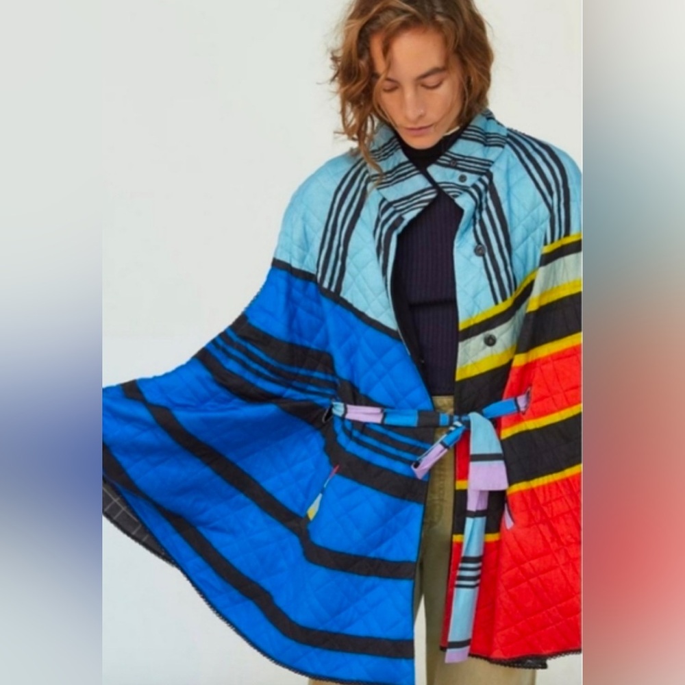 ANTHROPOLOGIE/CONDITIONS APPLY graphic striped capelet one size